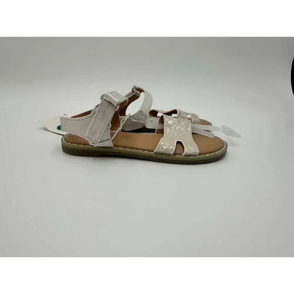 Toddler Kennedy Cat & Jack Adjustable Strap Flat Sandals‎ White Size 9 NEW